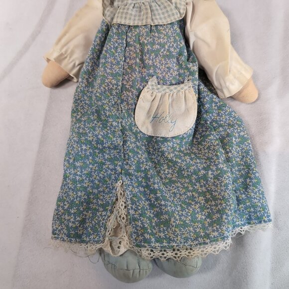 Holly Hobbie Knickerbocker American Greetings Blue Dress Plush Rag Doll Vintage - Picture 5 of 13